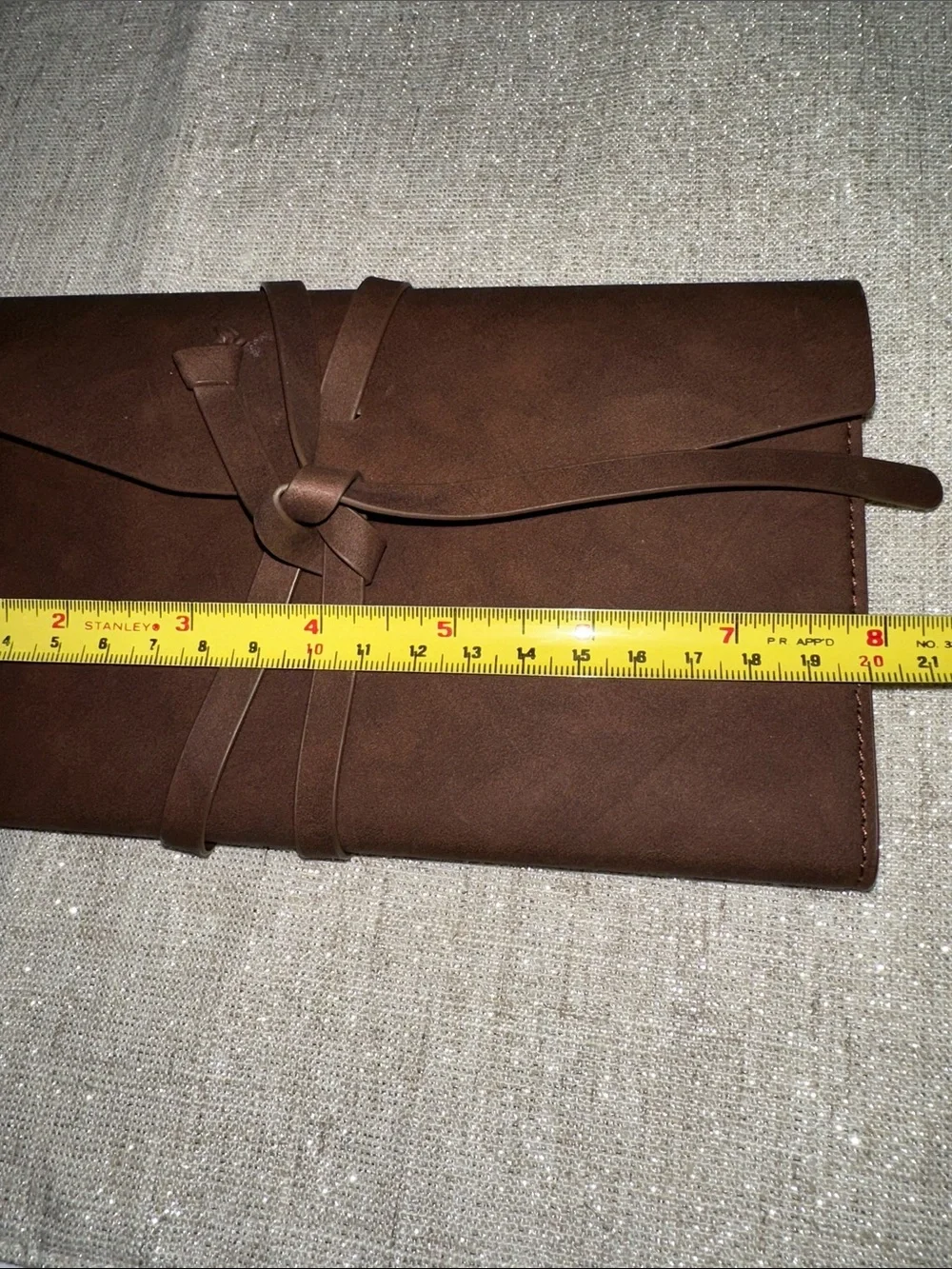 Dark Brown Leather Journal Envelope Notepad Wrap Around Closure Like New